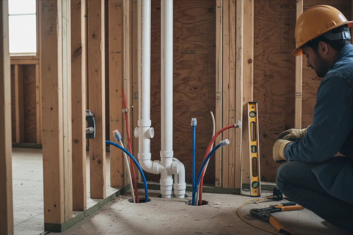 Drain and supply rough-in during Drain Cleaning in Elmore