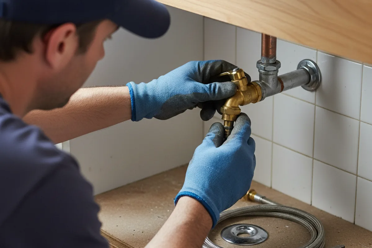 Shutoff valve and fitting work during Faucet and Fixture Repair in Elmore